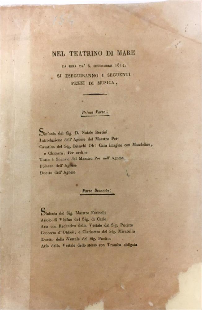 [1815.09.05] Programma di un concerto di musica tenuto al “Teatrino a mare”