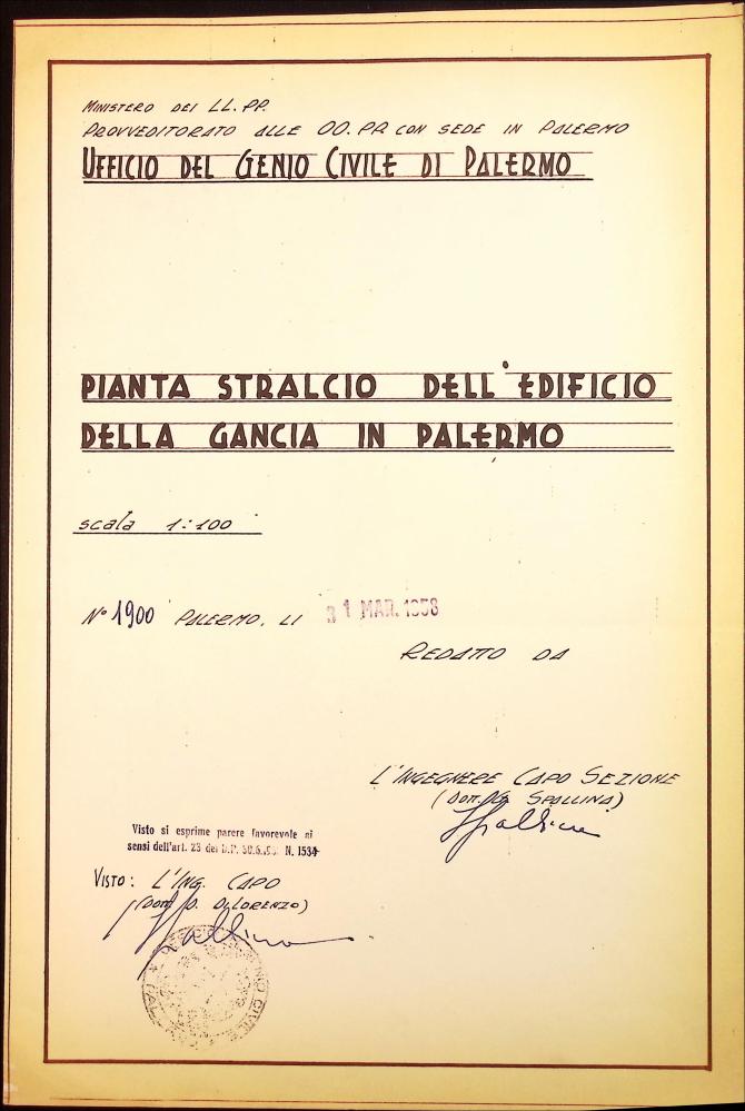 Pianta stralcio dell'edificio della Gancia in Palermo (scala 1:100)