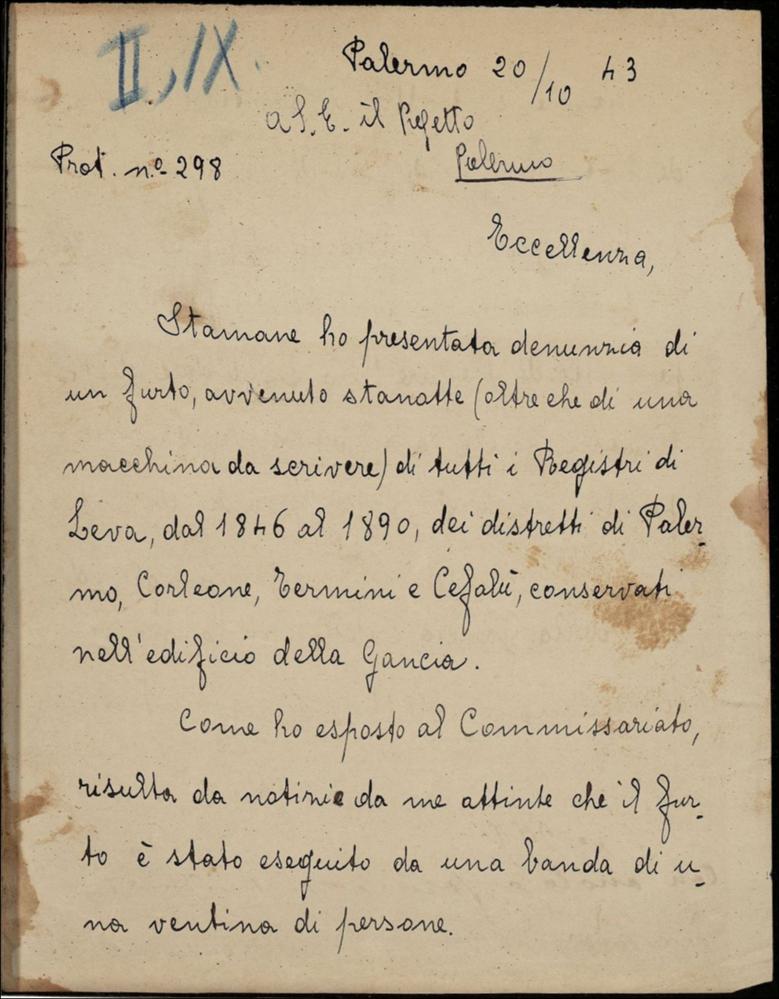 Sul furto di documenti alla Gancia