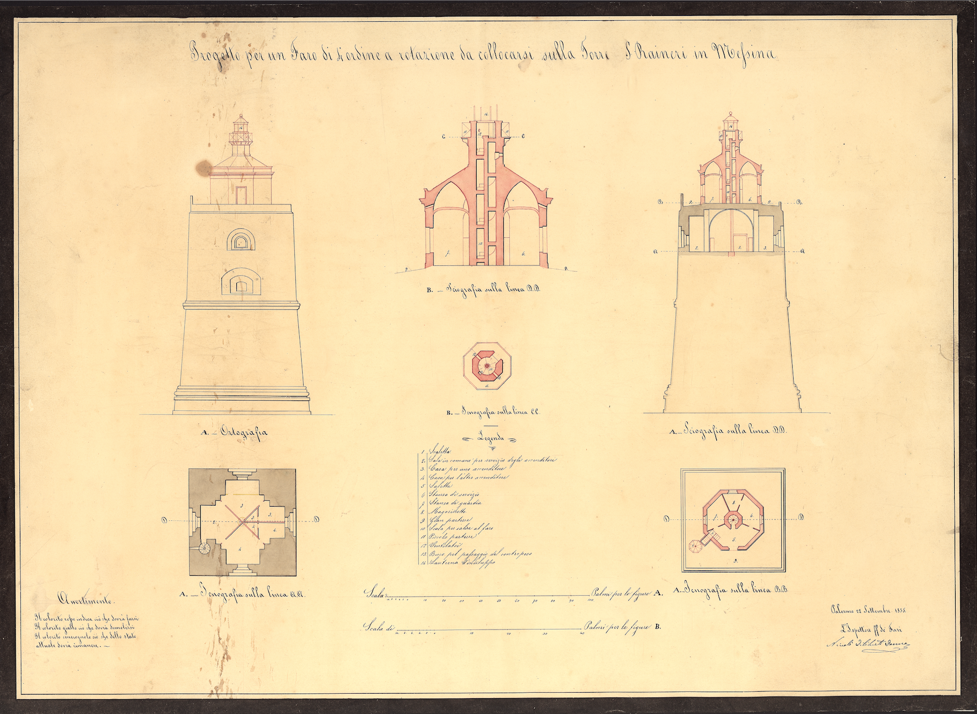 Progetto per un faro da collocarsi sulla torre S. Raineri a Messina