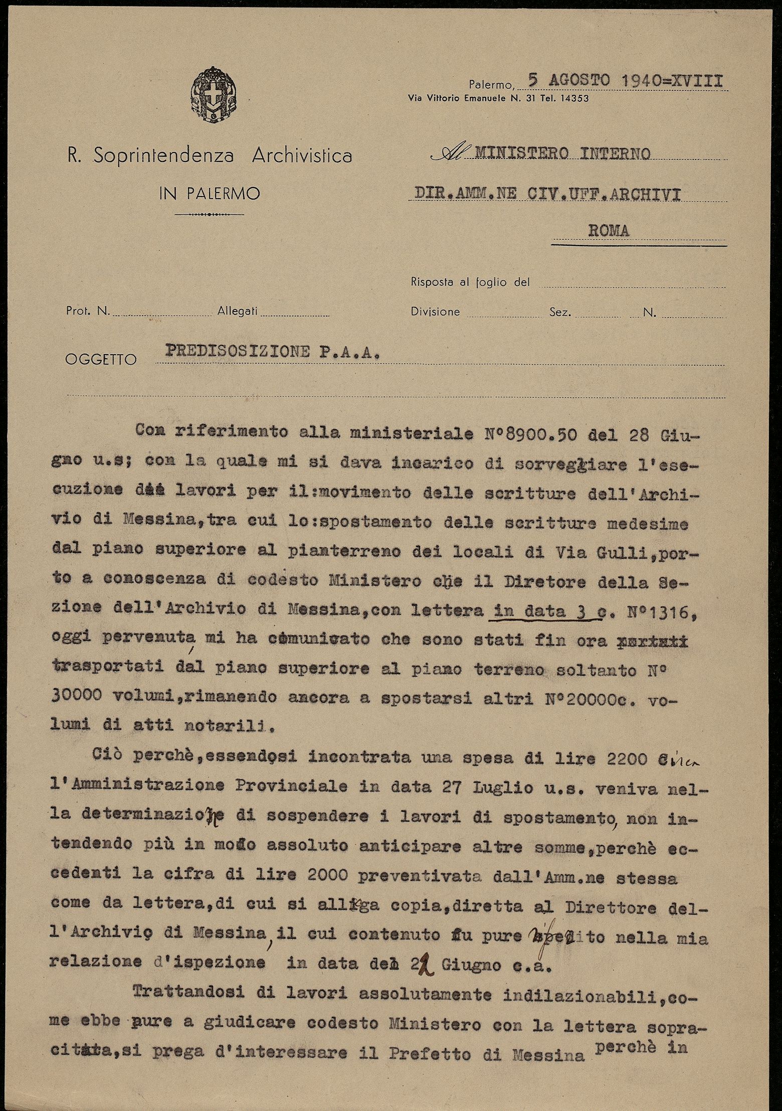 Predisposizione protezione antiaerea
