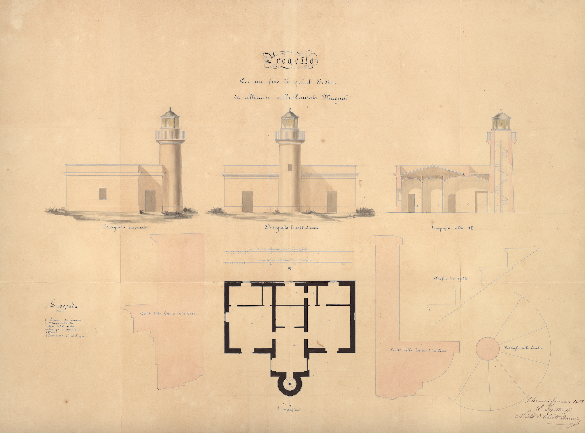 [383] Progetto per un faro di 5° ordine da stabilirsi nella penisola di Magnisi