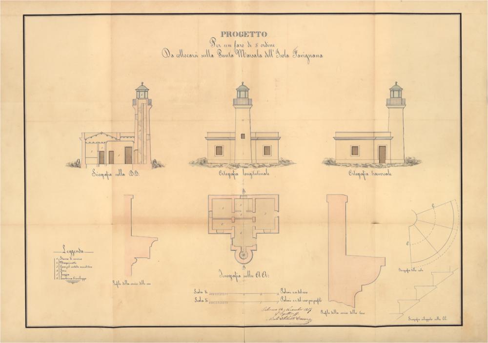 [377] Progetto per un fanale di 5° ordine da stabilirsi sulla punta Marsala dell'isola di Favignana con memoria, tariffa, estimativo e disegni